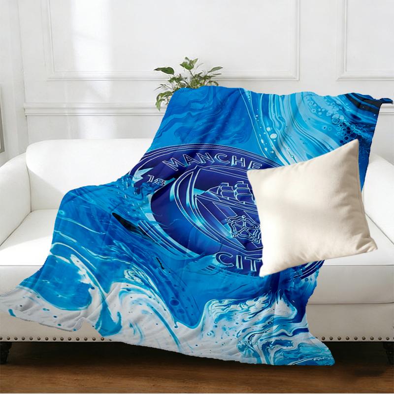 Manchester City FC Print Blanket - Soft & Comfortable, for Bedroom, Travel, Sofa, Home Decoration - Birthday Christmas Gift for Friend