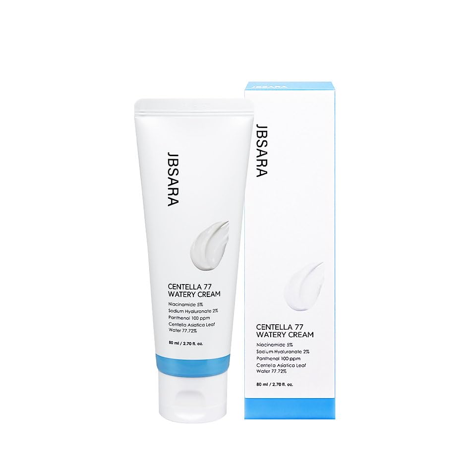JBSARA Korean Centella 77 Watery Cream | Hydrating & Soothing Korean Face Cream | Enriched with Centella Asiatica & Hyaluronic Acid | Brightens Ski