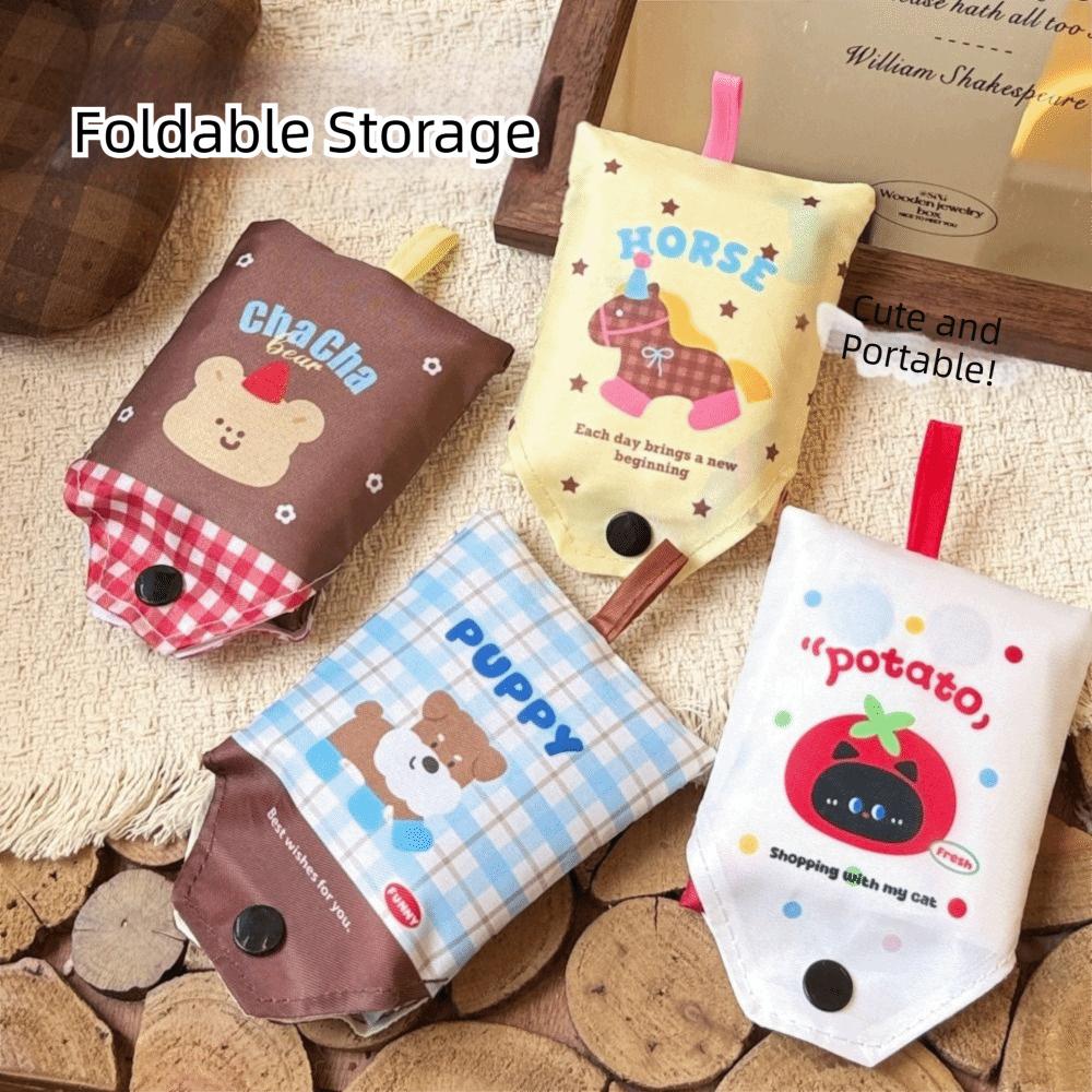 Grocery Bag Kawaii Foldable Shopping Bag Reusable Nylon Eco-Friendly Bag Large Capacity Waterproof Cartoon Handbag Shopping