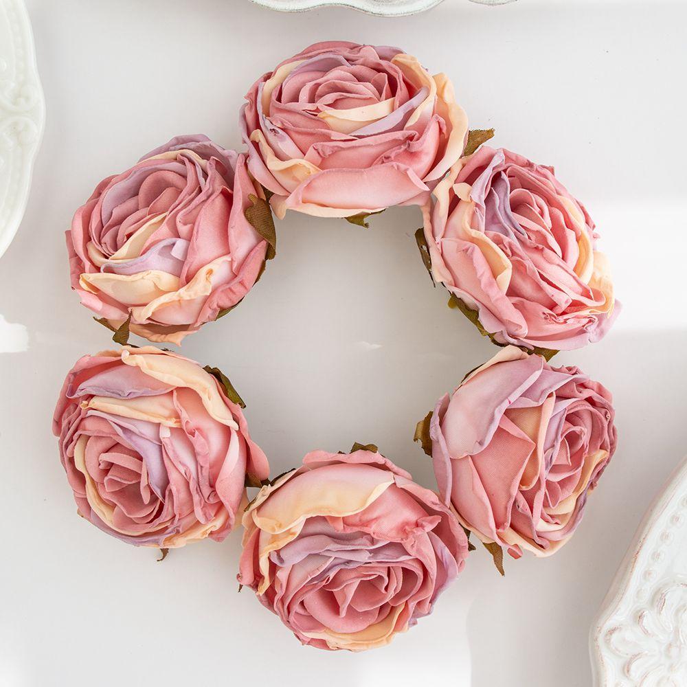 Sztuczny Kwiat Przypalane Krawędzie Róża Ślubny Bukiet Dekoracja Dom Ogród Zewnętrzny Festiwal Party Wieniec DIY Ins Prezent Scrapbook
