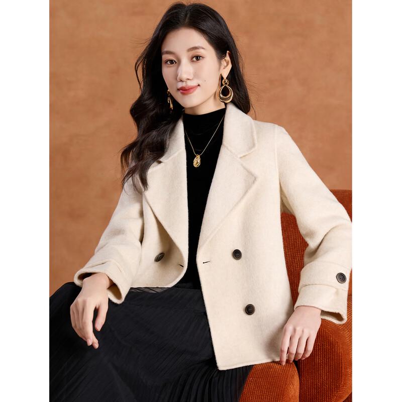 Kebell Women's Double-Faced Wool Lapel Short Coat