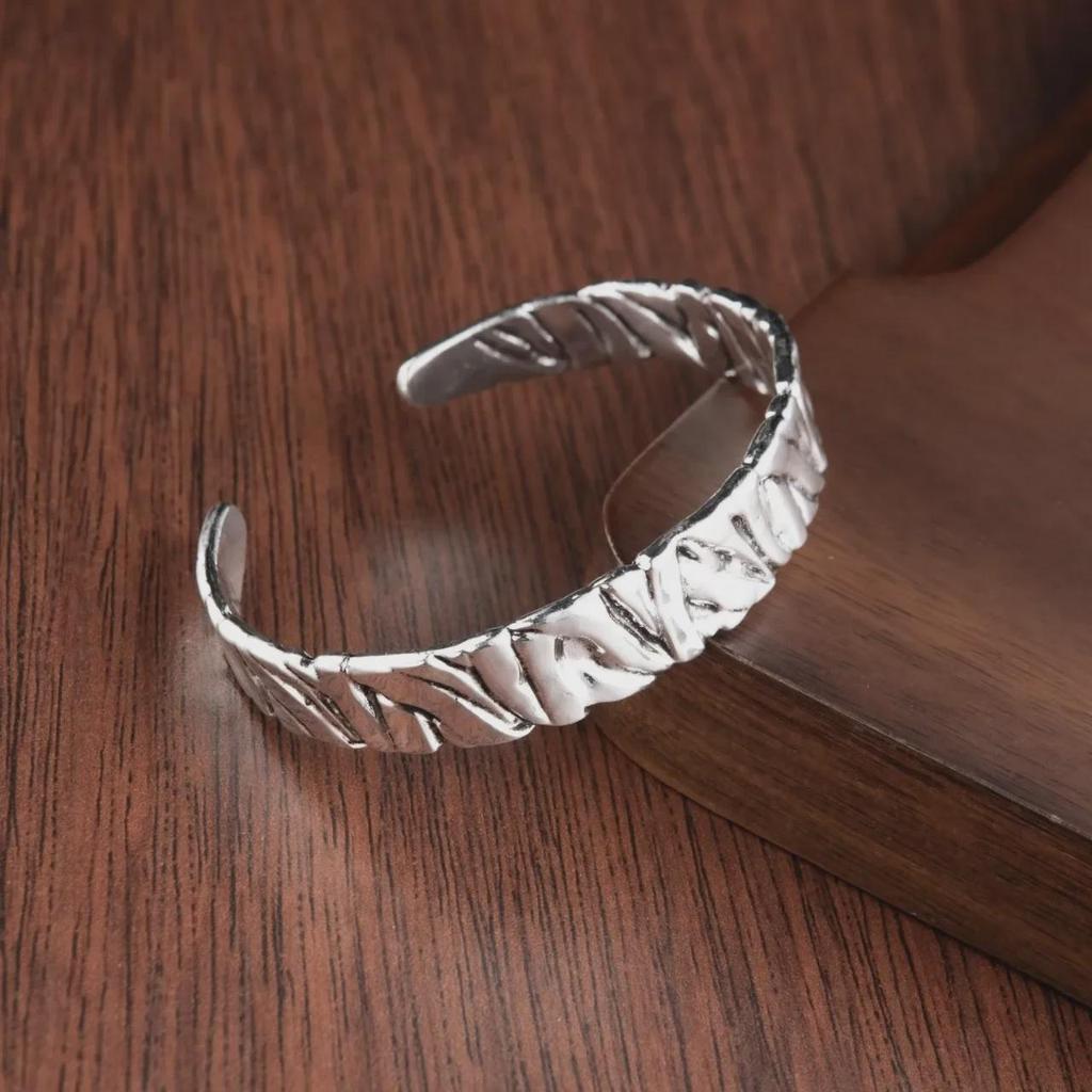 Retro Ancient Silver Open Bracelets for Men and Women - Simple, Auspicious, Lucky Fortune Jewelry
