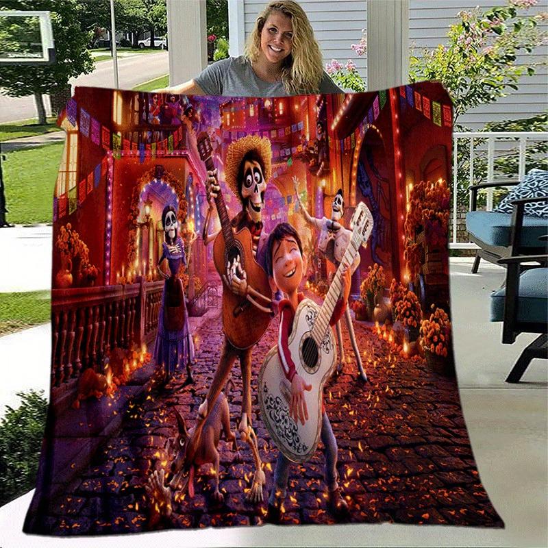 1pc Coco Printing Blanket - Soft, All-Season Throw for Living Room, Bedroom,Personalized Gift with Adorable Cartoon Design