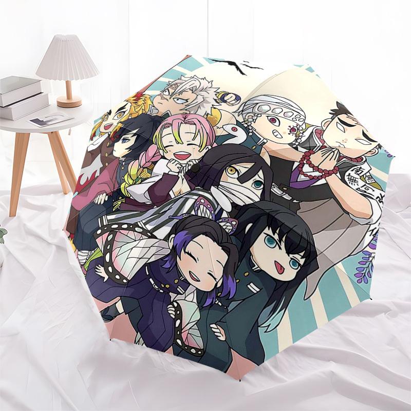 1pc Chibi Demon Slayer Characters Outdoor Umbrella - Automatic Opening/Closing - Portable 3-Fold Design - 8-Rib Iron Frame - Festival Gift - Suit