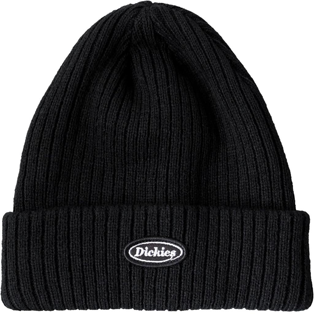 Dickies CALIF Ribbed Knit Cap with Logo Unisex Acrylic Solid Size 874 Size Fits Black Patch, Beanie, Color, (One All, (01))