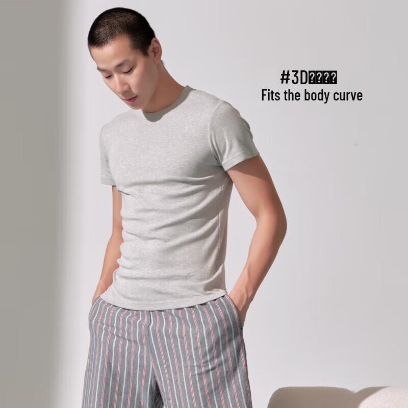 Yiershuang Men's 3A Antibacterial Ribbed Short Sleeve T-Shirt