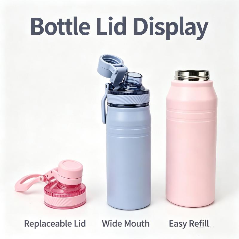 1PCS Outdoor Camping Sports Insulated Bottle 600ML Large Capacity Stainless Steel Direct Drinking Cycling Water Bottle Portable