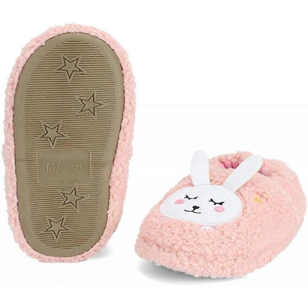 AVEKI Toddler Girls' Bunny Slipper Cartoon Rabbit Warm Winter House Shoes, Cute&Bunny, 11-12 Little Kid