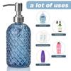 1pc 16oz Blue Soap Dispenser Bathroom, Glass Soap Dispenser with Pump, Gem Patterned Glass Soap Dispenser for Hand Soap