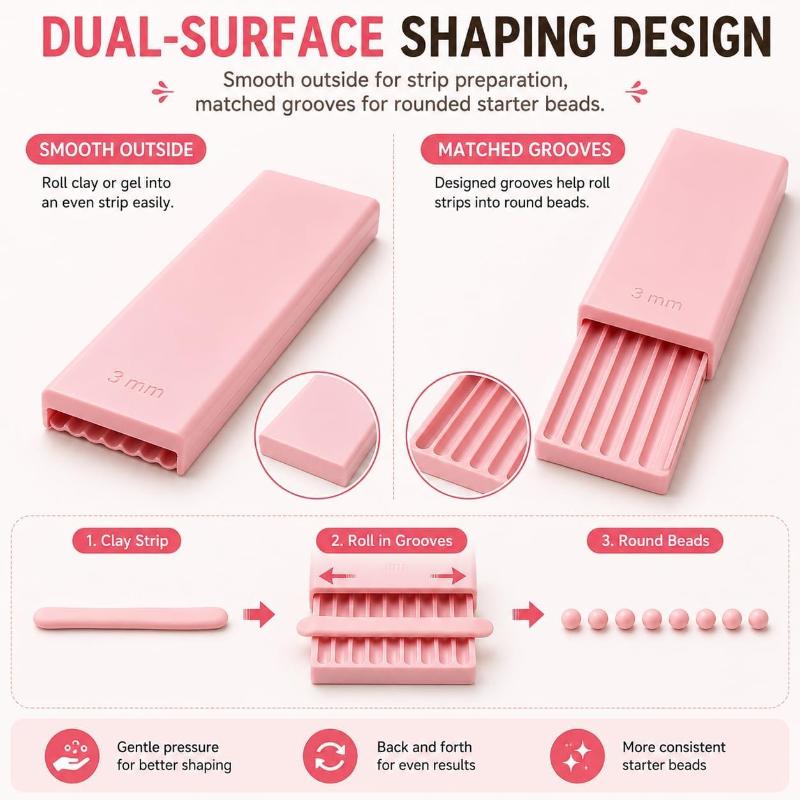 Nail Art 3D Bead Roller Easy Clean Clay Gel Ball Maker Tool for DIY Gel Flower Nail Decoration Manicure Beginners