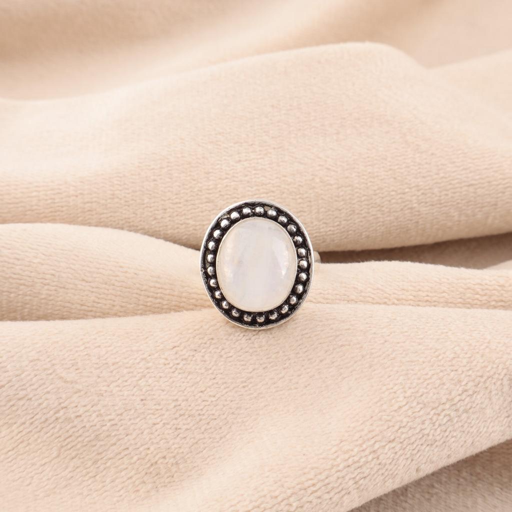 925 Sterling Silver Jewelry Rainbow Moonstone Handmade Ring For Christmas Gift RR-62-35