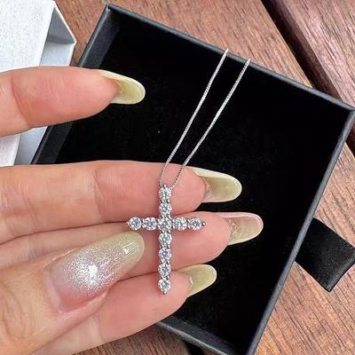 Zircon Cross Chain Pendant Necklaces for Women Vintage Wedding Jewelry Accessories Jewellery