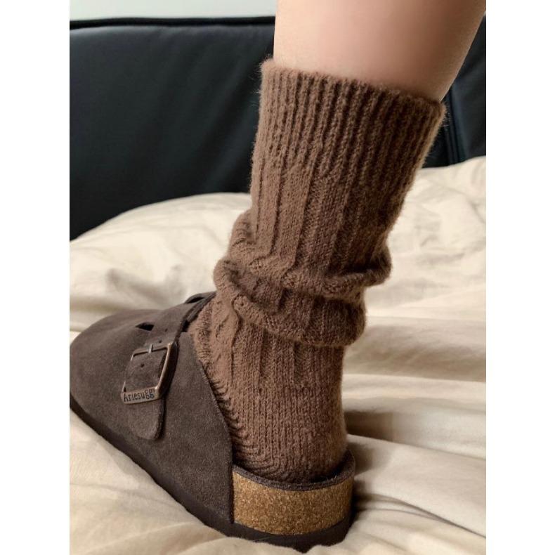 New Winter Cashmere Wool Women Socks Casual Japanese Fashion Solid Color Thicker Long Sock Girls Thermal Warm Crew Sock
