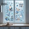 Home Decor for Christmas 9Pcs Window Clings, Blue Santa Snowman Reindeer Static Stickers, Nutcracker Clings Reusable Double Sided Xmas Decorations