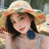 Color Hand-woven Straw Hat Women's Summer Vacation Seaside Beach Big Brim Showing Face Small Sunscreen Visor Tide