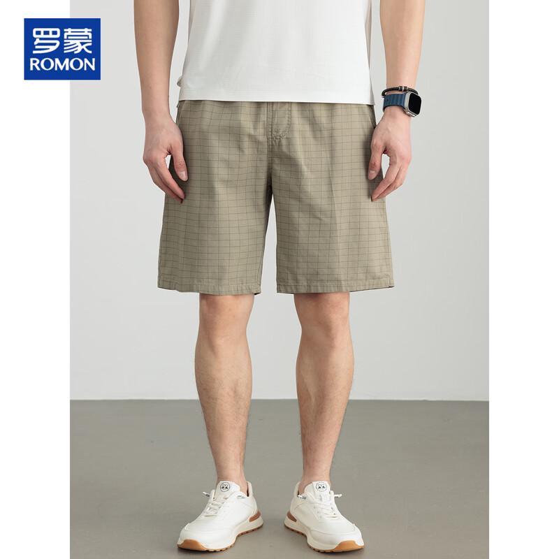 ROMON Men's 100% Cotton Plaid Cargo Bermuda Shorts