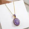 Niche Luxury Brazilian Amethyst Three-Piece Jewelry Set: Raw Stone Earrings, Ring & Necklace for Women