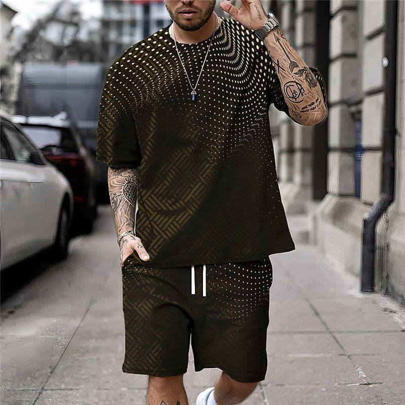 Fashion Resort Style Men's T-Shirt Short Sleeve Shorts Two-Piece Set Summer 3D Print