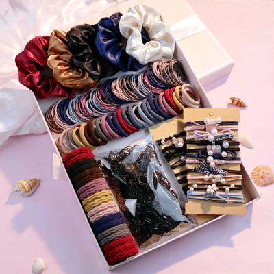 1085-teiliges Set mit Accessoires für dunkles Haar für Frauen, nahtlose Pferdeschwanzhalter, verschiedene Haargummis, Haarbänder, Haargummis