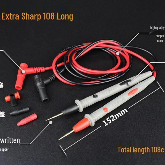 Extra Fine Silicone Multimeter Test Leads with Super Sharp Long Needle Probes