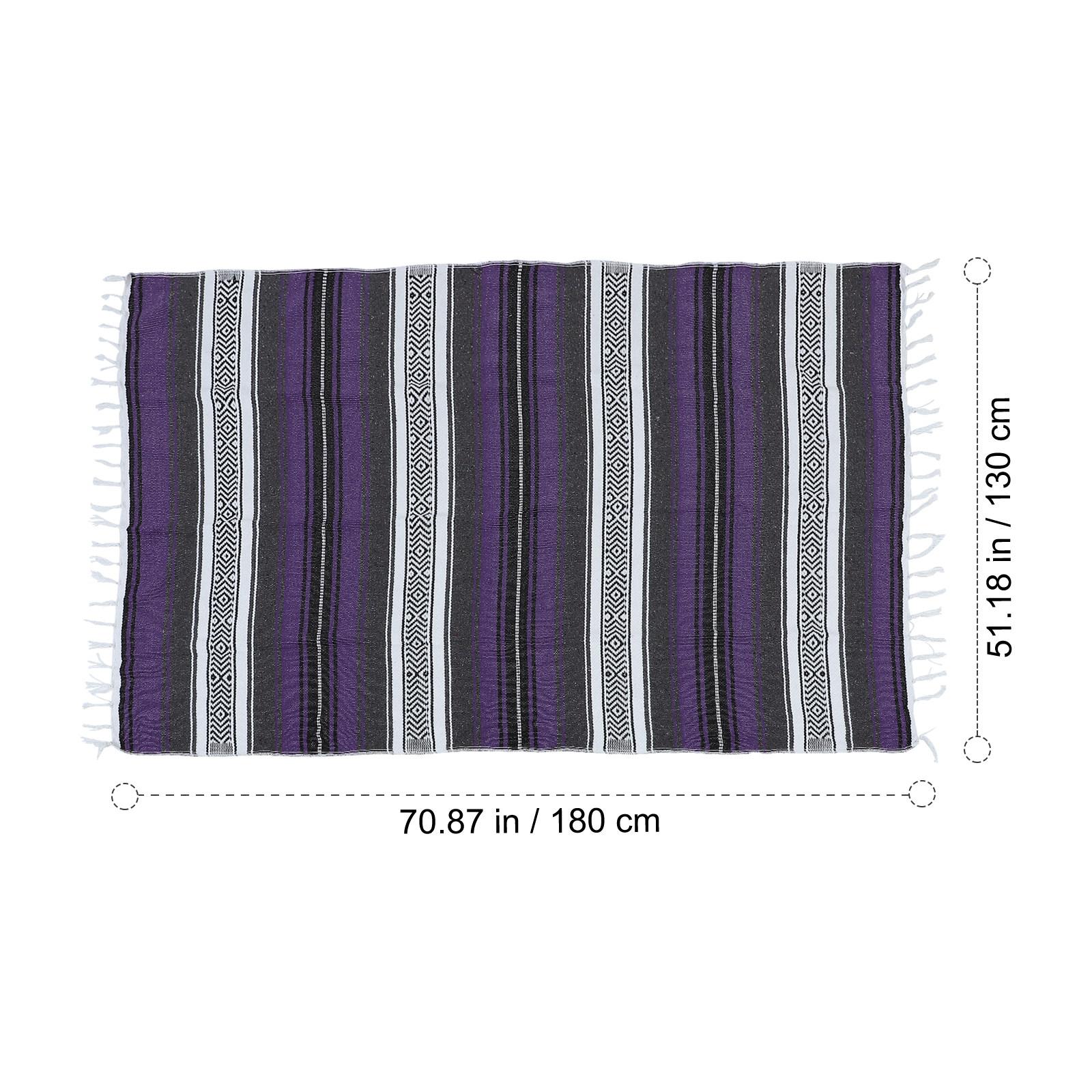 

130x180cm Versatile Mexican Blanket Woven Serape Design for Sofa Bed Car Camping Hiking Travel Decoration Green