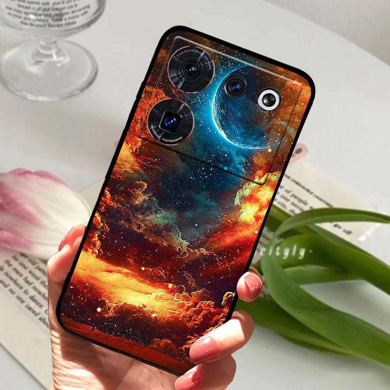 Case For ZTE Nubia Z50 Ultra Case Soft Print Silicone TPU Black Bumper Cover For ZTE Nubia Z60 Ultra Phone Back Coque z50Ultra