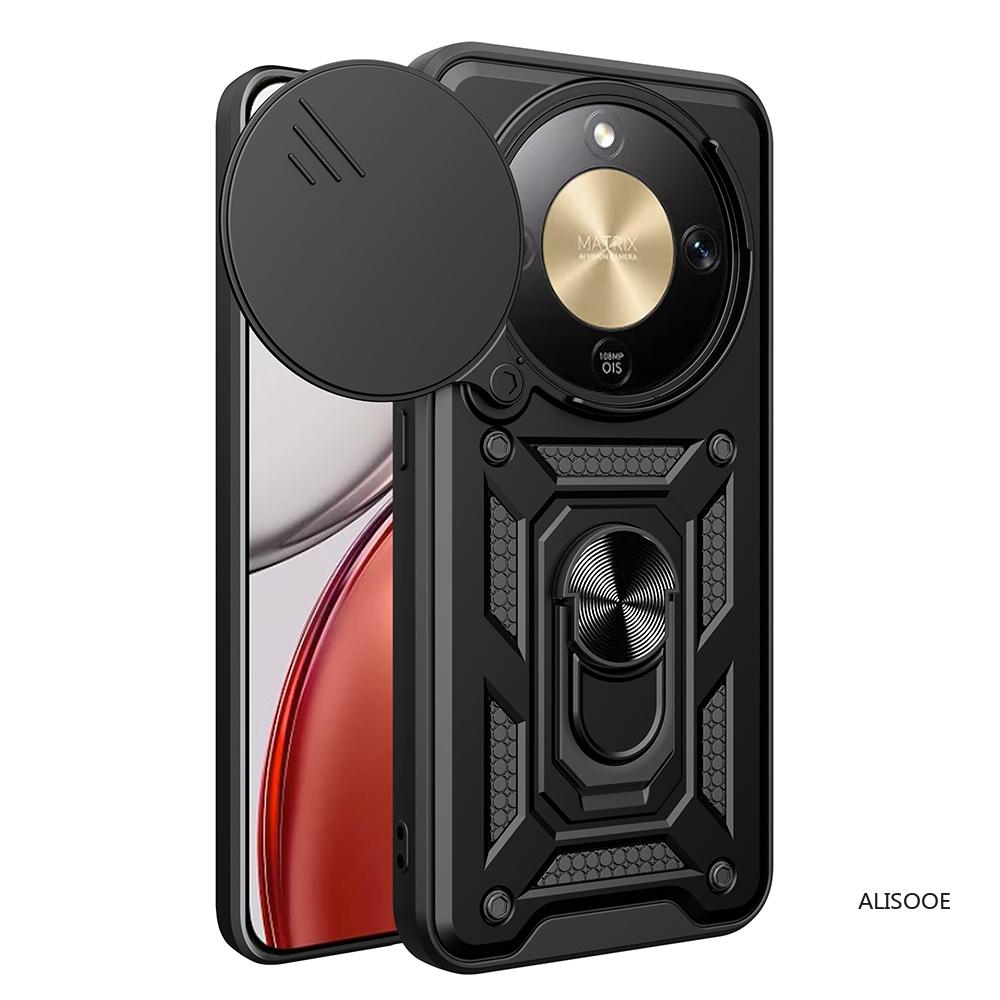 

Держатель брони Чехол для Honor X9D 5G Чехол для Honor X70 5G Крышка Защита камеры-слайдера Кольцо-подставка Противоударная задняя крышка for Honor X9d 5G чёрный