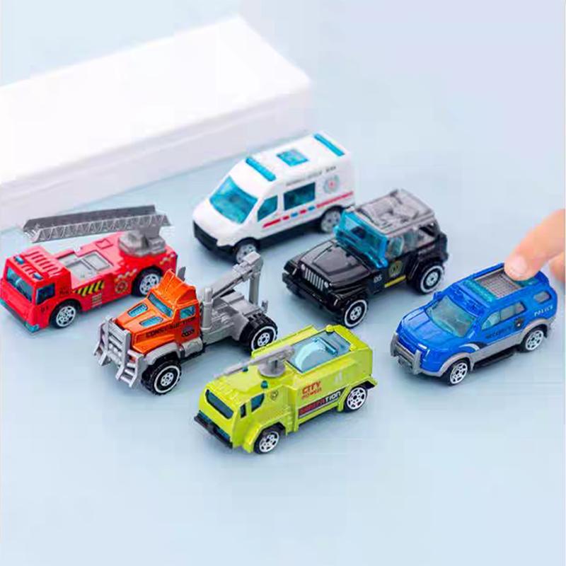 6Pcs/Set Mini City Ambulance Engineering Police Fire fighting Truck Plane Diecast Car Plane Vehicle Toys for Children