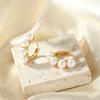 Elegant Classical Female Round Pearl Hoop Earrings Trendy Fashion Gold Silver Color Wedding Jewelry For Women