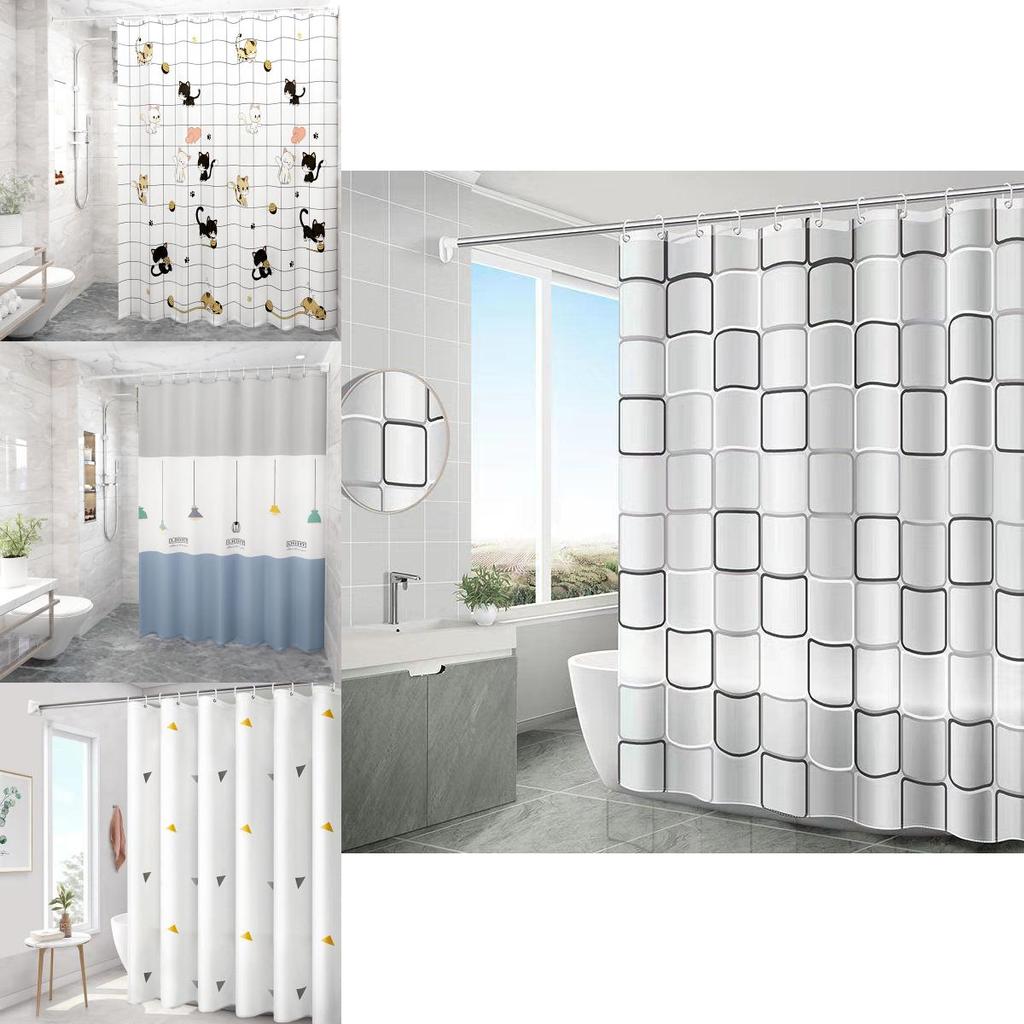 Elegant Modern Style Peva Shower Curtain Set For Bathroom Dry Wet Separation