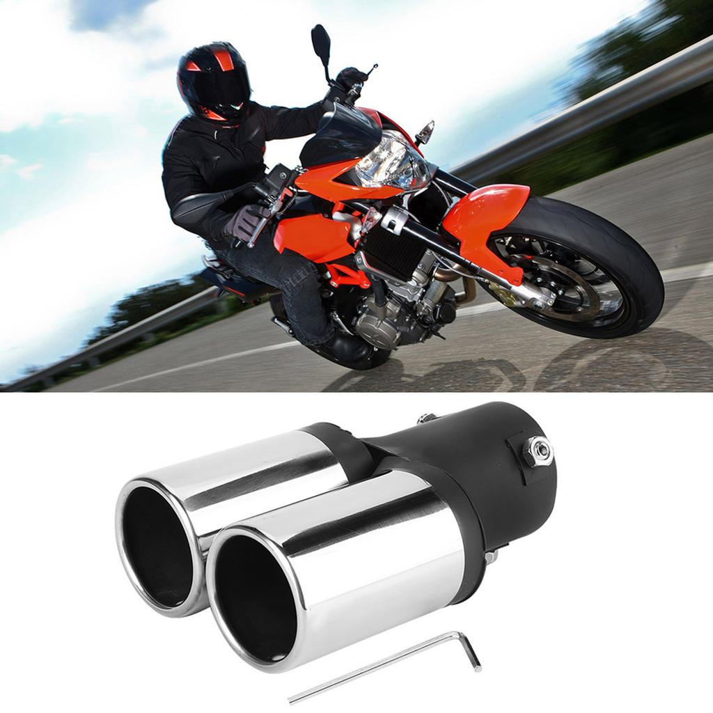 Stainless Steel Universal Car Modified Double Exhaust Pipe Rear Muffler Tip Tail Throat