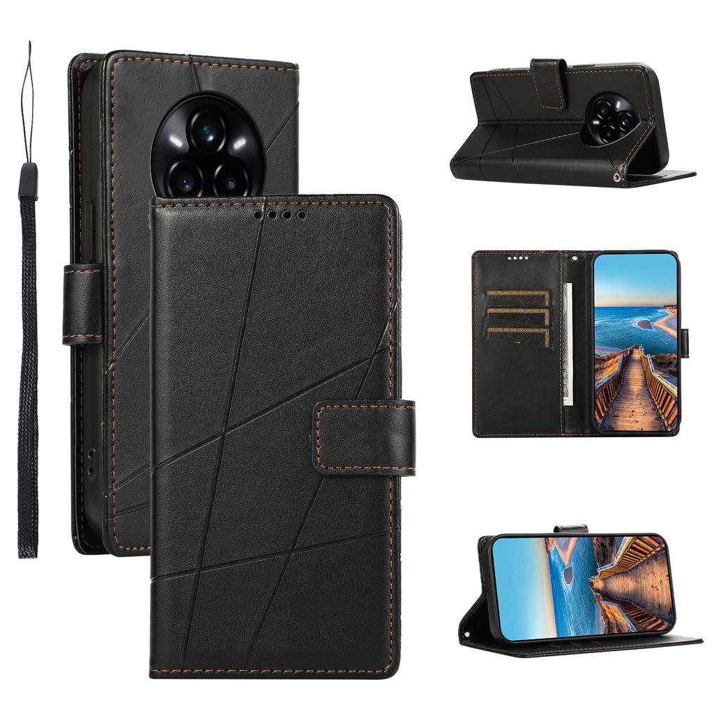 DF-06 For Realme 14 Pro+ 5G Phone Case Line Imprint Leather Wallet Cover