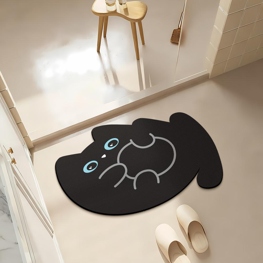 Cat Bathroom Mat Quick-Dry Diatomaceous Earth Bath Mat Funny Soft Diatom Mud Absorbent Floor Mat