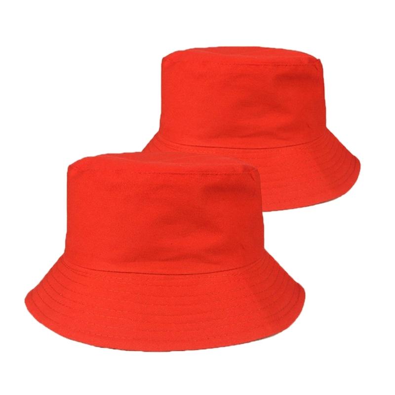 

2pcs White Bucket Hat Outdoor Sun Protecting Hat Beach Sunscreen Beautiful Hat for Men and Women красный