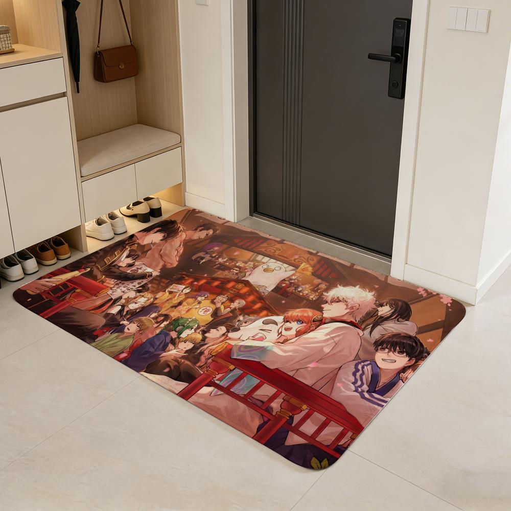 Hilarious G-Gintama Floor Mat Flannel Door Mat Non-Slip Absorbent Washable Indoor Home Rug