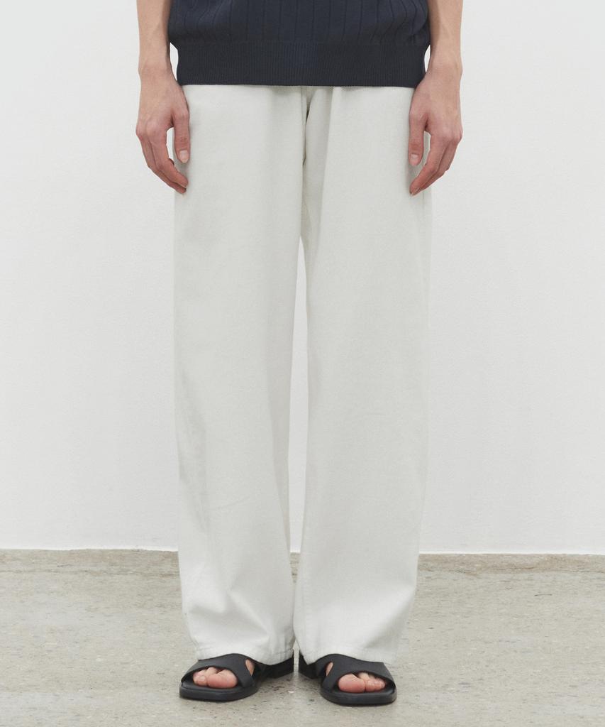 DECET [Summer Linen-Like] Linen Like Mid Rise Wide Jeans Dcpt039Ivory