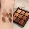 9 Color Nude Eyeshadow Palette Daily Style Brown and Golden, Featuring Two Textures,Matte and Shiny.