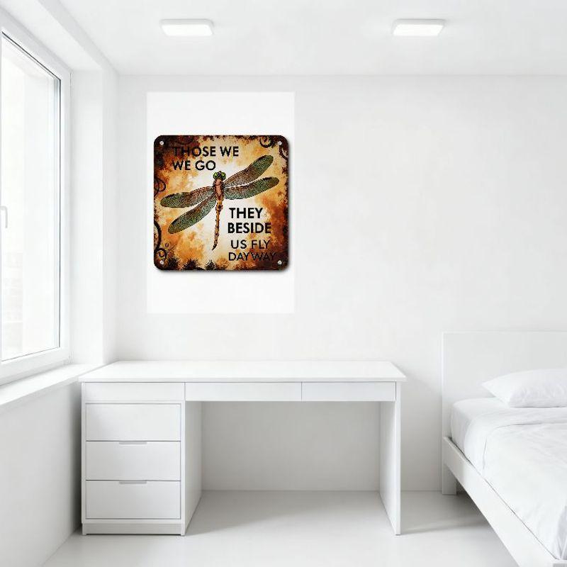 Vintage Rustic Metal Tin Sign with Dragonfly Illustration - Distressed Wall Decor for Home Bar Man Cave Cafe