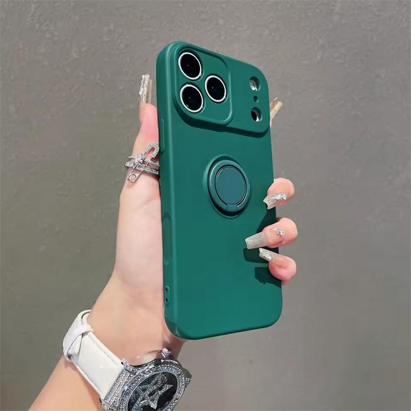 With Ring Holder Stand Shockproof Phone Case For iPhone 17 Air 16e 15 14 13 12 11 Pro Max Plus Xs XR Mini Matte Silicone Soft Back Cover