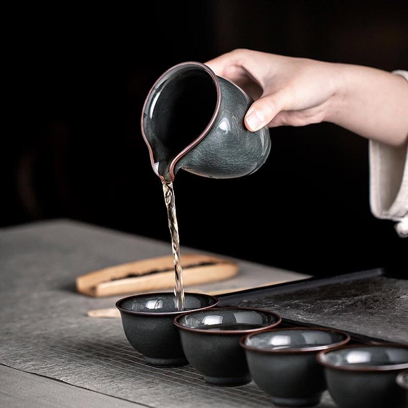 Gold-Inlaid Longquan Celadon Gaiwan Tea Set