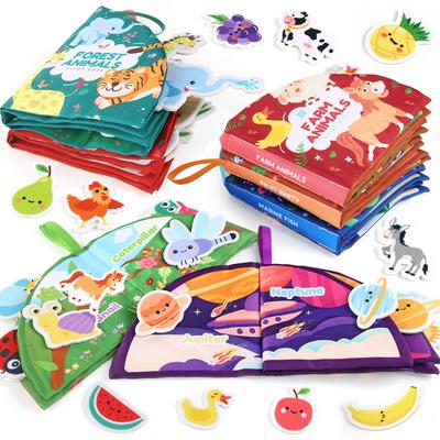 Non-Toxic Soft Baby Cognitive Tear-Off Cloth Book Chewable Teaches Colors Interactive Learning Educational Toy Quiet Book For Infants Gift
