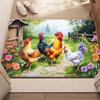 Farmyard Chickens Scene Crystal Velvet Rug Rustic Country Theme Living Room Decor Colorful Animals Print Soft Floor Mat for Home