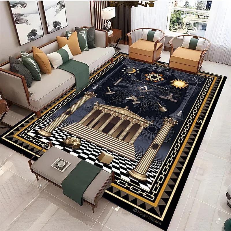 Masonic Illuminati Carpet Living Room Bedroom Sofa Coffee Yoga Rugs Kitchen Door Un-Slip Mats Alfombra Birthday Gift Poster Mat