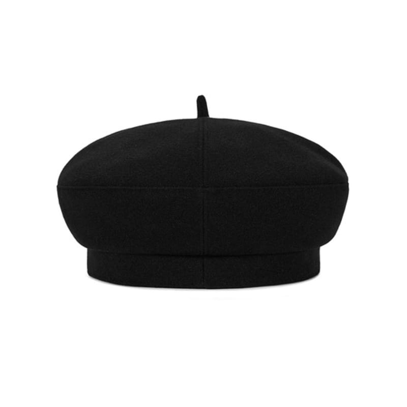 VARZAR VA Curved Oval Metal Blended Beret Black