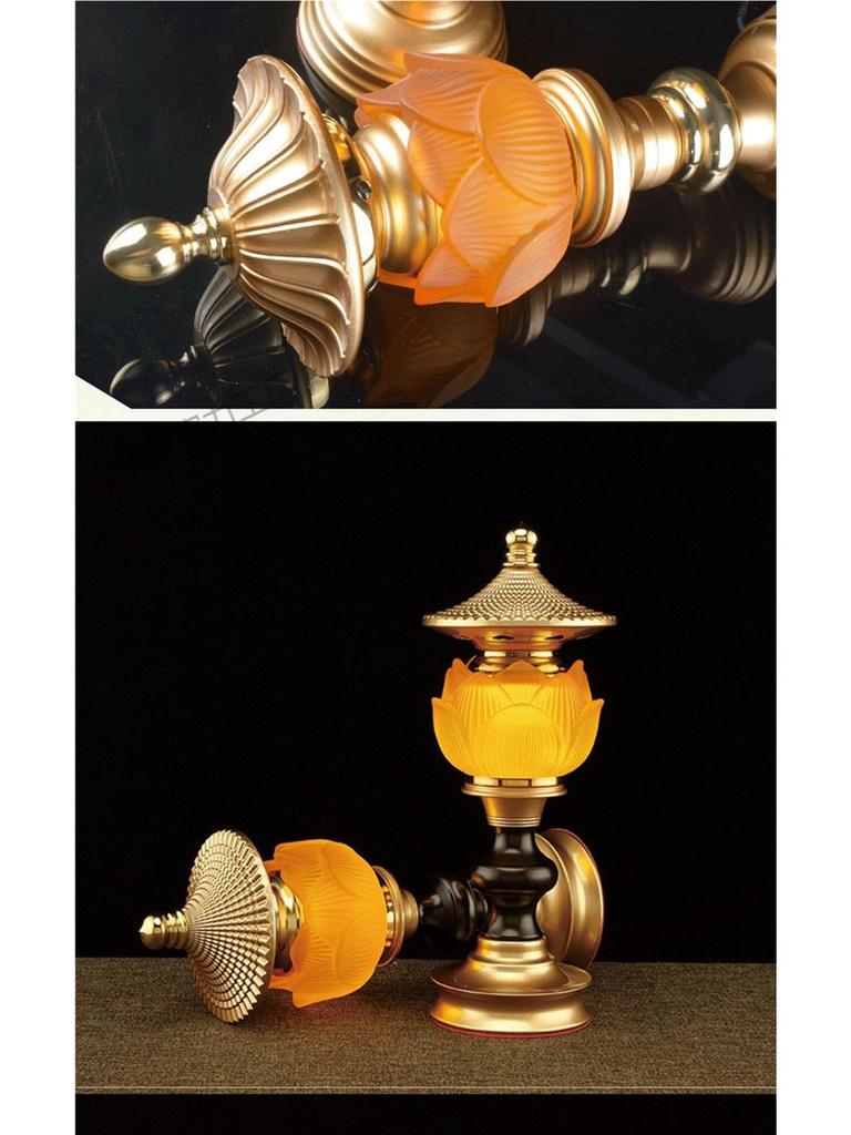 Lotus Buddha Lamp, Ever-burning Lamp, Seven-colored Offering Lamp, Glazed Lamp, Buddha Altar, Year of the Horse Buddha Lamp