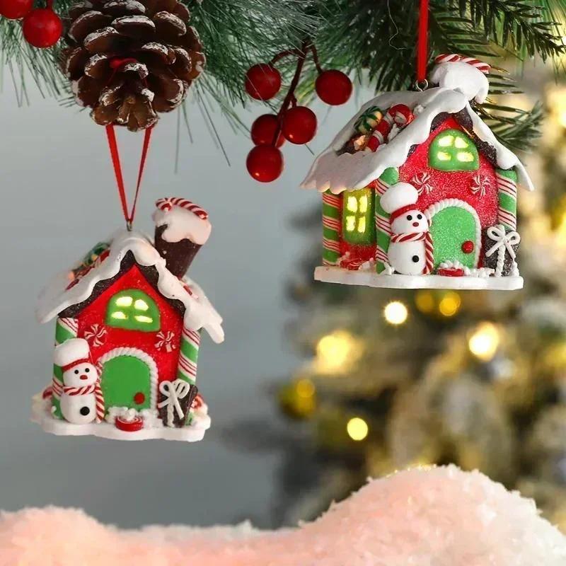 Christmas Tree Fashion Decor Supplies Gingerbread Small House Pendant Creative Xmas Tree Hanging Ornament New Year Party Decor
