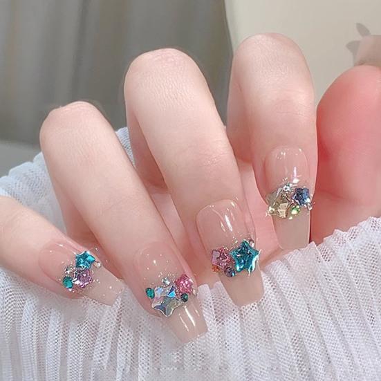 1000Pcs/Set Nail Art Rhinestone Acrylic Assorted Mini Star Love Heart Waterdrop Flower Geometric Shape Charm DIY Nail Decoration Accessories