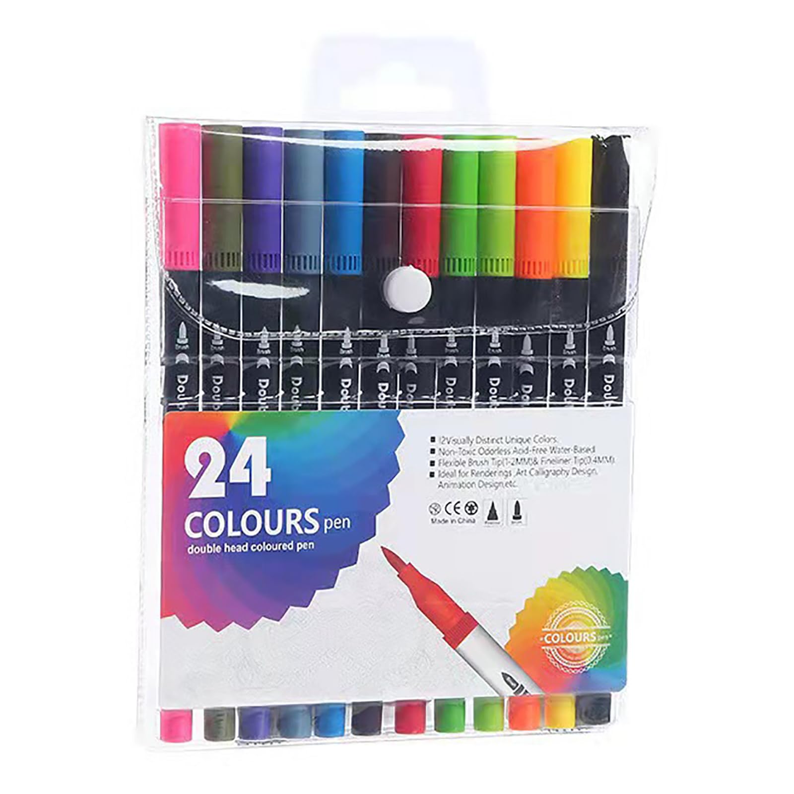 

Цветная акварель 24-цветный маркер для обоих видов рисования раскрашивания подарочная ручка, двухсторонняя ручка, набор, ручка на водной основе, ручка, жирные/тонкие точки, ручная работа,