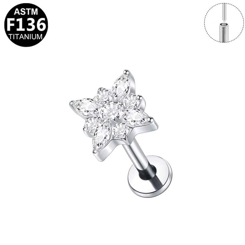 Elegant G23 Titanium Zircon Cartilage & Lip Piercing Stud