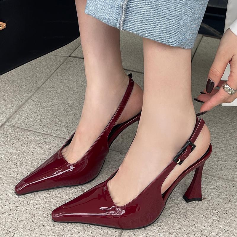 Fashion Leopard Pumps Footwear New Elegant Women Heeled Shoes Fashion Buckle Strap Female Pointed Toe Slingbacks Ladies High Heels Shoes
